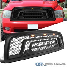 Fits 2009-2012 Dodge Ram 1500 Mesh Style Front Hood Grille W Amber Led Lights