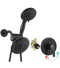 BWE Matte Black 6-Spray Shower Faucet Set w/ Valve & Filtered Handheld Head