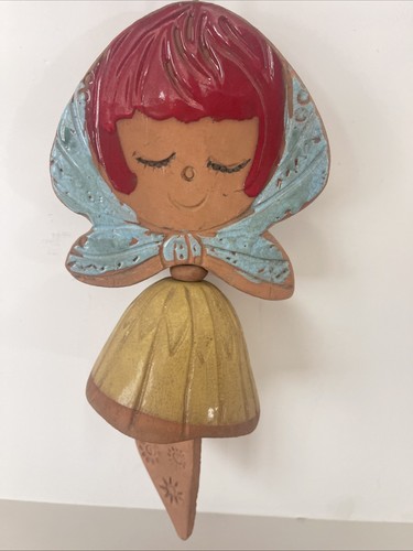Pottery Pacific Stoneware Wind Chime Bell Red Clay Girl USA Vintage 12” - Picture 1 of 10