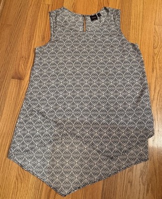 Rafaella Sleeveless Long Black Beige Women s Lightweight Top Blouse Sz Medium