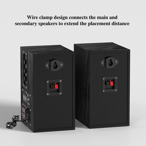 Compact 30W Bookshelf Speakers with Loud Sound & Wood Finish - Easy Installation - Picture 6 of 9