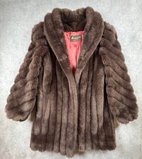 American Signature Vintage Womens Size 9/10 Faux Fur Coat Brown Made in USA