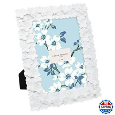 Laura Ashley 5x7 White Flower Textured Hand-Crafted Resin Picture Frame w/Easel
