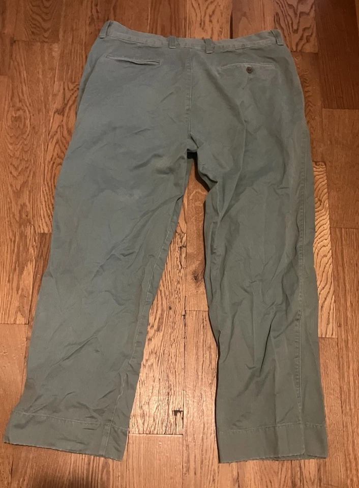 J. Брюки-мухи на пуговицах мужские 36x30 светло-зеленые 100% хлопок винтажные Chinos хорошие - Изображение 4 из 4