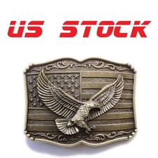 Eagle & American Flag Belt Buckle Western Cowboy Cowgirl