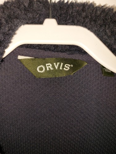 Orvis Herren Gr. L dunkelmarineblau Sherpa Fleece Full Zip Jacke mit Lederbesatz - Bild 8 von 19