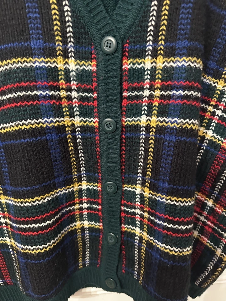 Jennifer Moore Suéter Chaleco Verde A Cuadros De Colección Para Mujer Talla XL Abotonada Foto 2 de 4