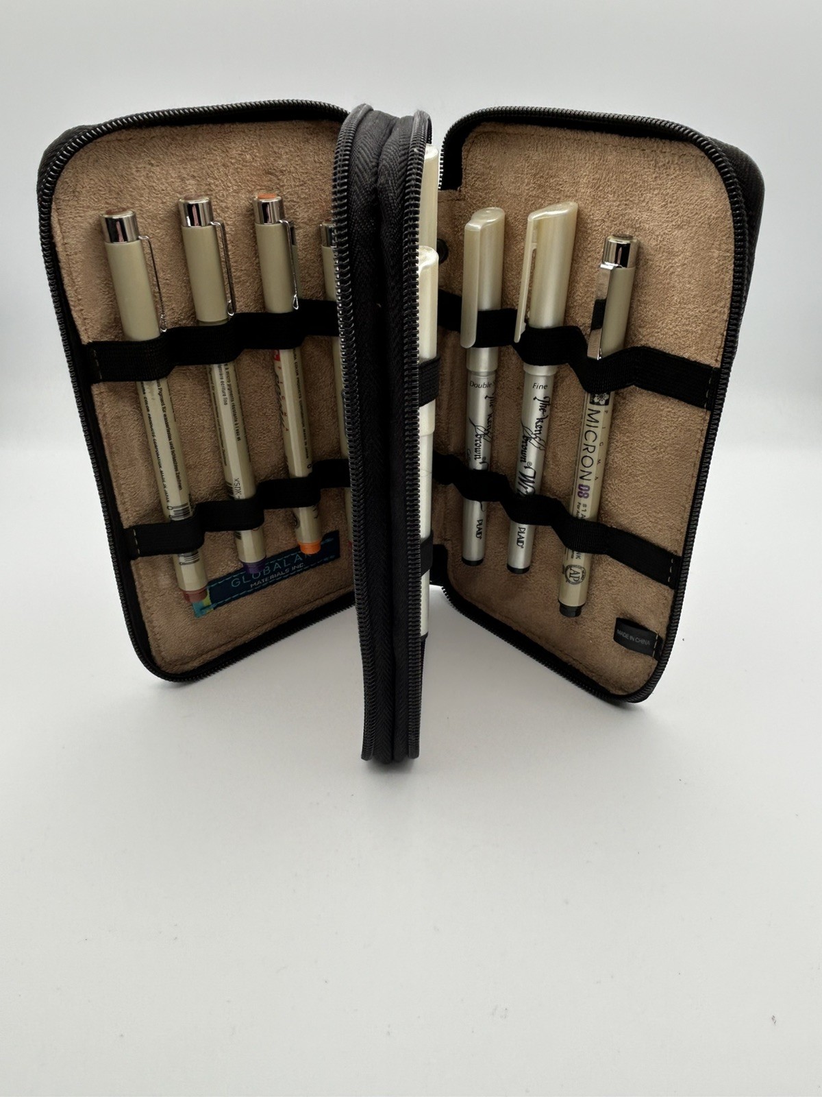 Black Global Art Materials Pencil/ Pen Case W/ Zipper With 1