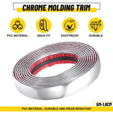 0.7in Chrome Trim Molding Strip Car Door Window Bumper Side Trime Protector 16ft