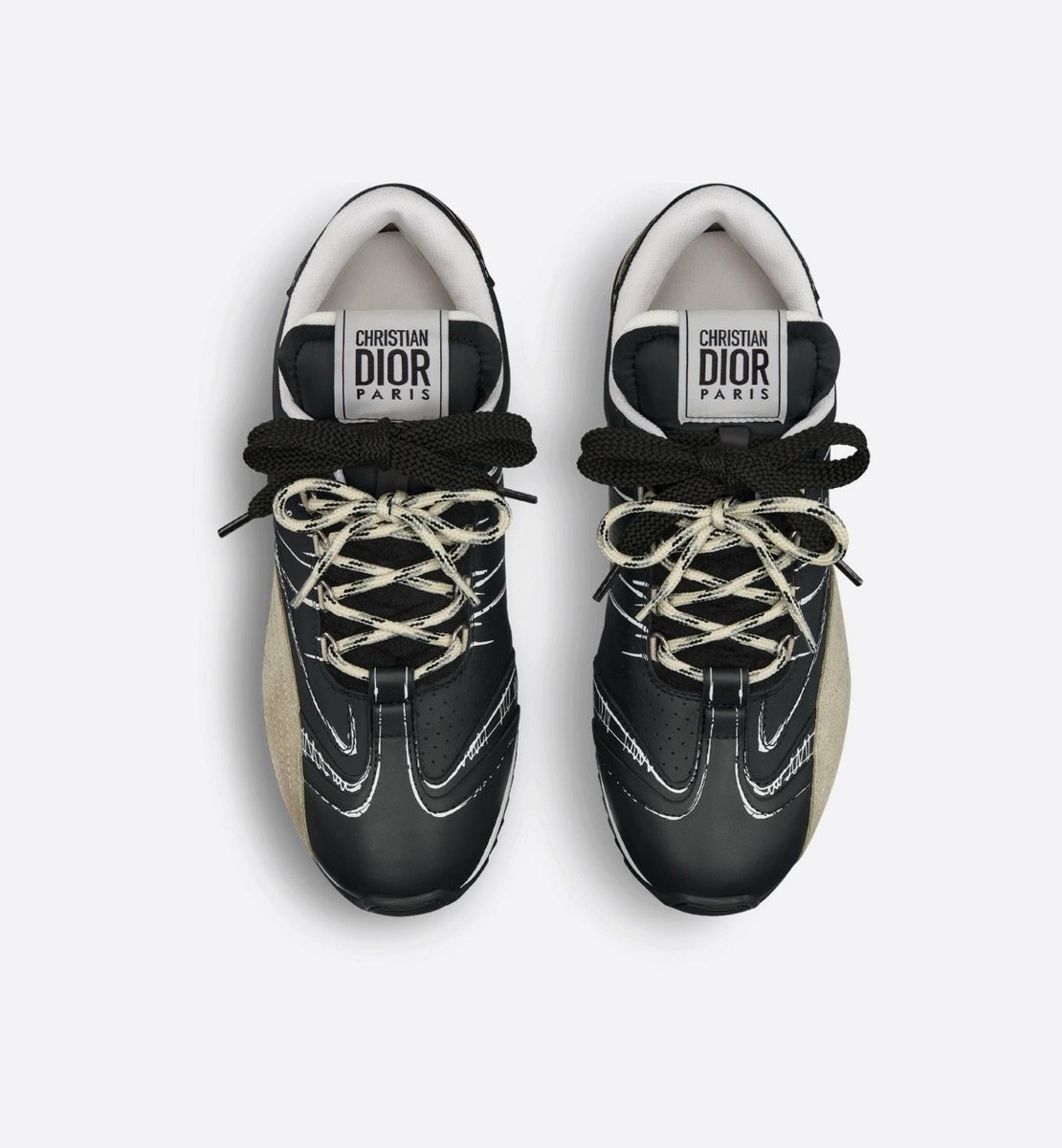 DIOR D-SKETCH D'Scetch Signature Nylon Suede Low Top Flat Sneakers