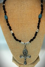 Egyptian Ankh Key of Life Cross on a 24 1/2" Handmade Black Hemp Chain