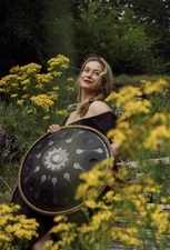 Tetra Handpan Drum D Kurd Black 10 Notes 440Hz 22' Stainless Steel Engraved