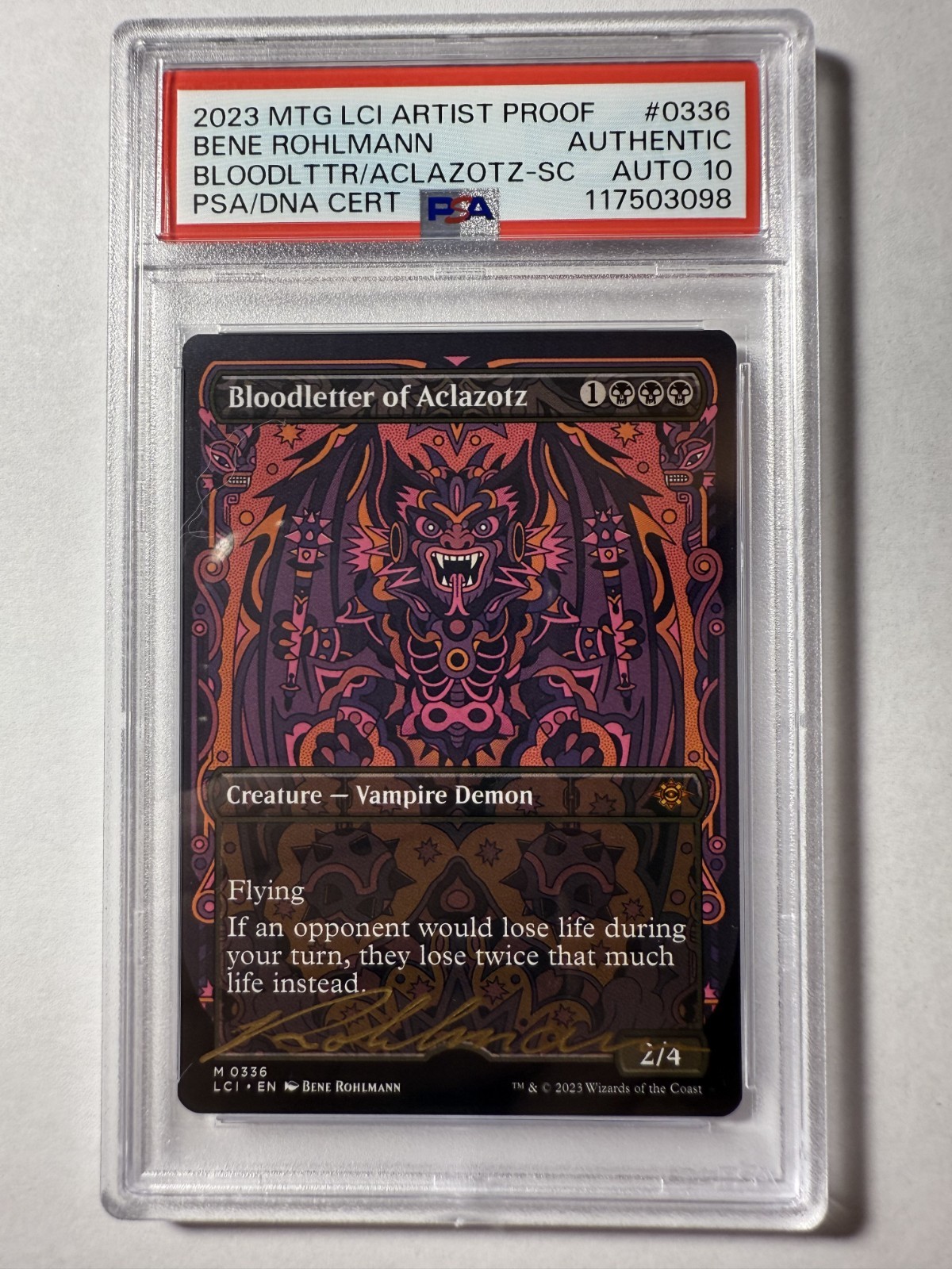 Bloodletter of Aclazotz (Borderless) #336 ARTIST PROOF LCI AU PSA AUTO 10 view 3