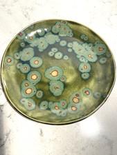 5.5" Decorative Crystalline Glaze Effect Dish Olive Float Mayco Stoneware Potter