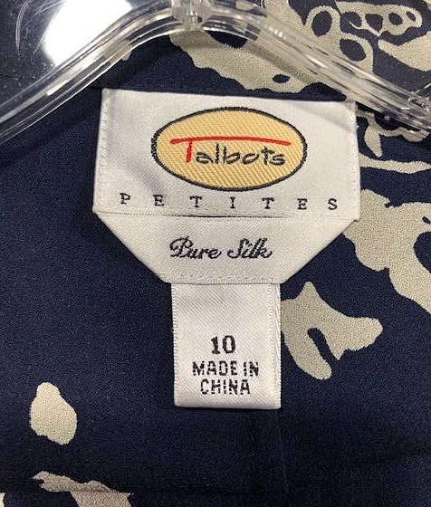 Talbots Pure Silk Blouse Women Floral Button up Top Peplum Shirt Petite 10 NWOT - Image 4 of 4