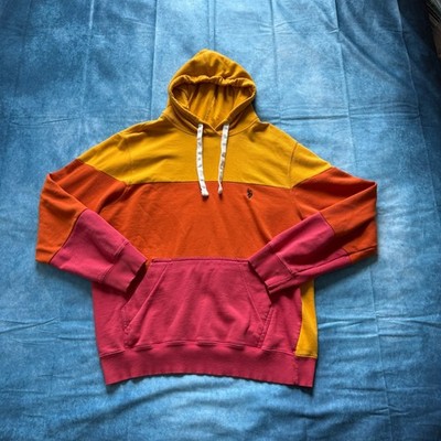 U.S. Polo Assn Black Mallet Colorblock Hoodie Large Retro Streetwear