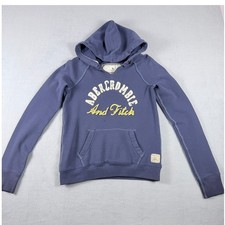 Abercrombie Fitch Women's Large Y2K Blue Purple Logo Hoodie Pullover