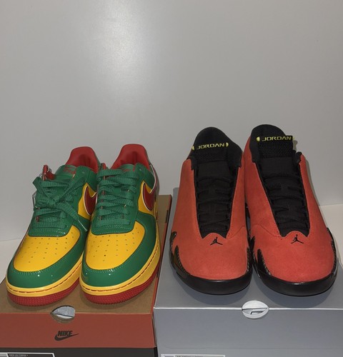 Nike Air Force 1 Lil Yachty Concrete Boys Green & Jordan 14 Ferrari - Size 11.5 - Picture 5 of 23