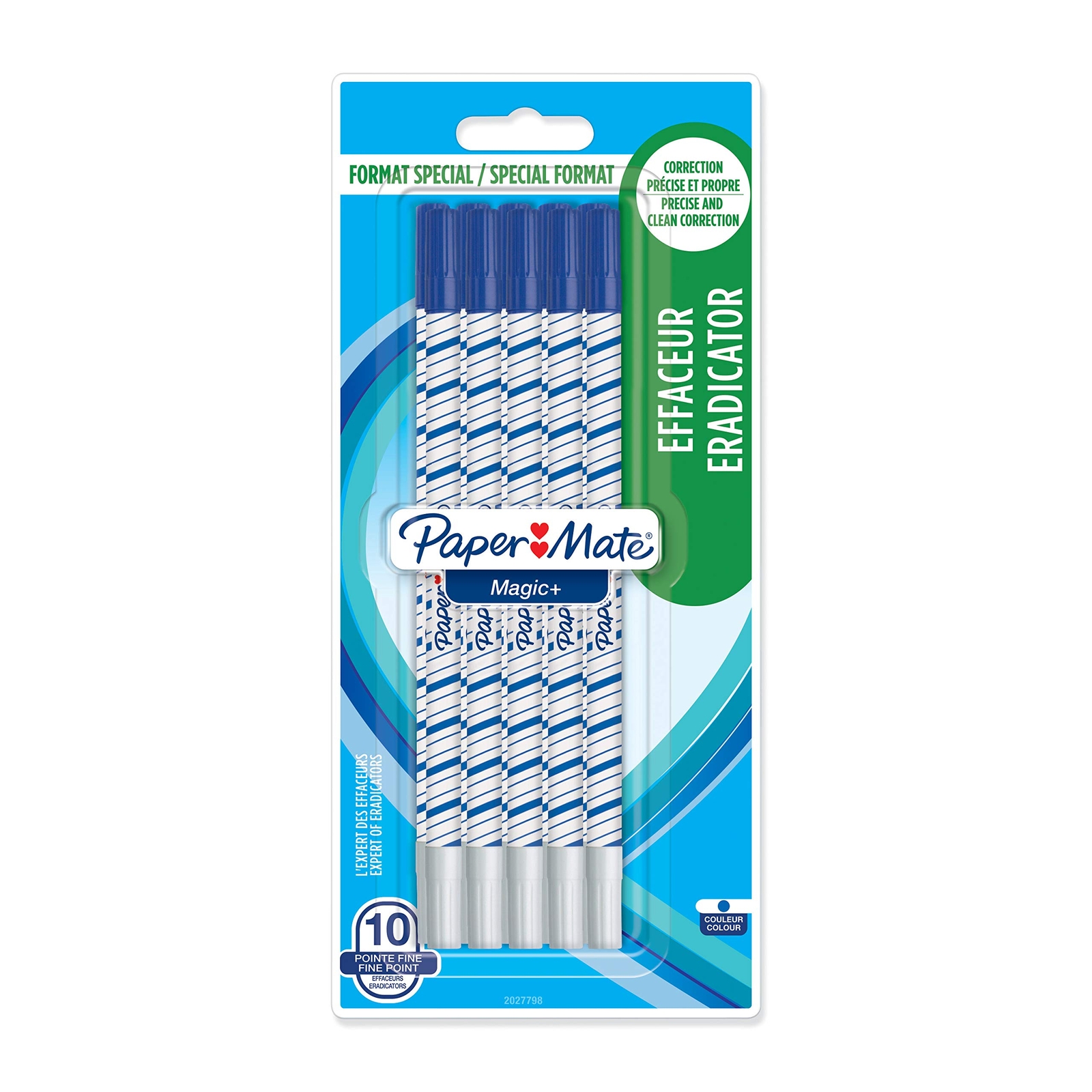 Paper Mate 2027798 Magic+ Eradicator and Correction Pen Fine Nib - Blue (Pack of