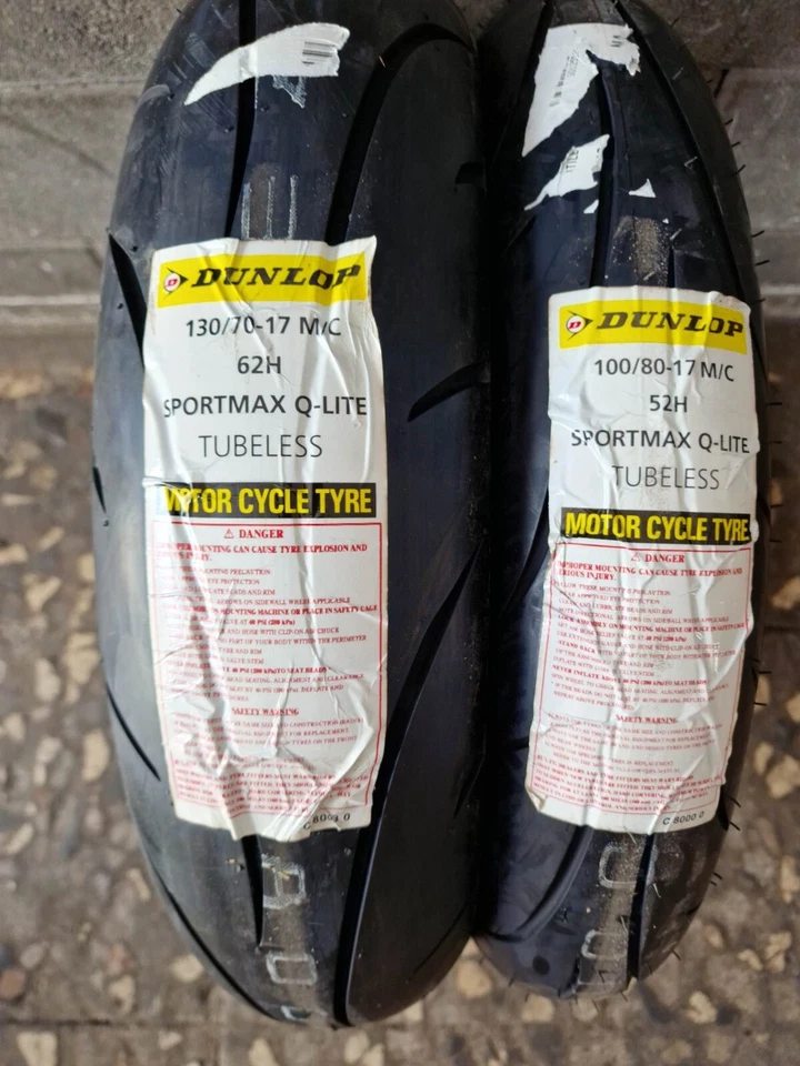 Coppia pneumatici 100/80-17 52H e 130/70-17 62H DUNLOP SPORTMAX Q-LITE DOT24/25
