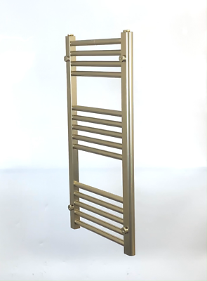 Greened House Electric Brushed Brass Heated Towel Rail – 300mm Wide X 800mm High Flat Panel Radiator With PTC Element