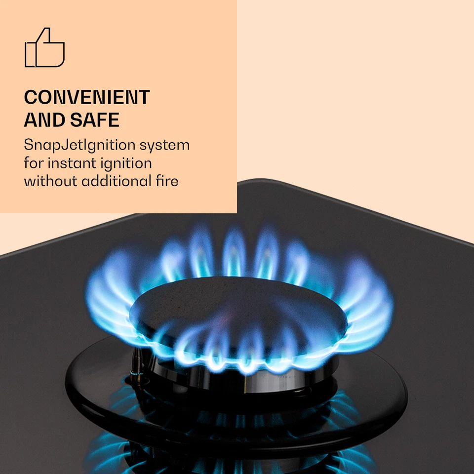 Gas Hob 90 cm 5 Burner Ring Black Glass Ceramic Gas Cooker Hob Gas Burner Hob - Image 4 of 4