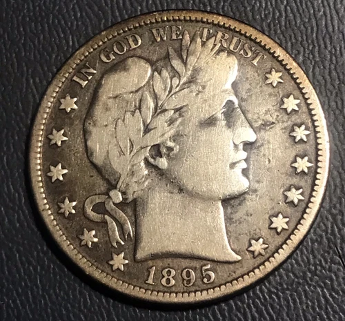 1895-o  barber half dollar , fine +, scarce date