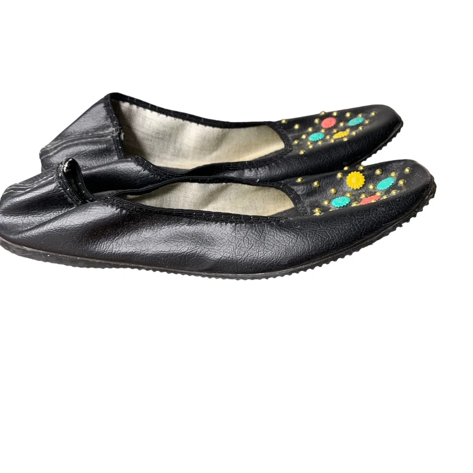 Zapatos Etell Zapatillas Planas Mujer 8 Tachuelas Negras De Colección Sin Cordones Foto 3 de 4