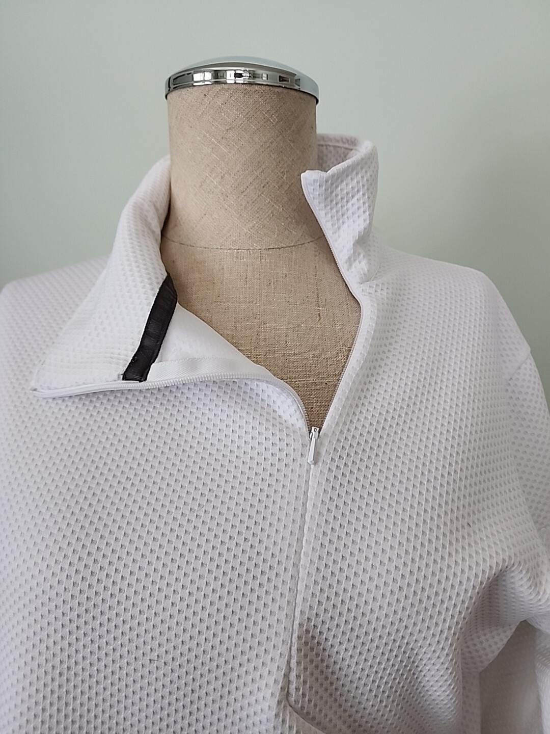 Salomon Top Termico Texturizzato Donna M Medium Bianco Asimmetrico Zip Stand Collare