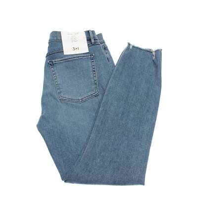 3x1 NWT Jeans Size 26 US Mid Rise Skinny Leg Solid Blue Cotton