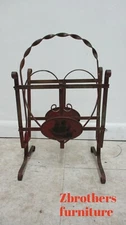 Antique Wrought Iron Art Deco Magazine Rack Stand