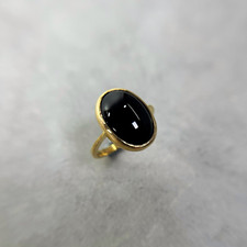 Natural Black Onyx Ring 18K Gold Plated Handmade Ring Wedding Ring Women Gift