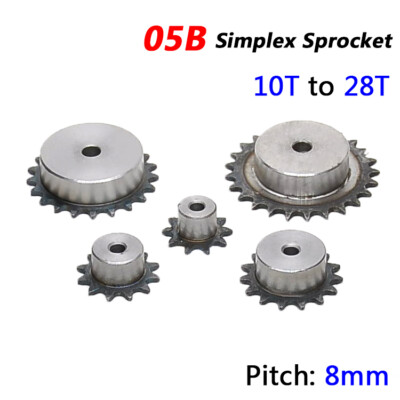 Pitch 8mm Simplex Chain Sprockets Wheel 10T-28T with Steps for 05B Roller Chains
