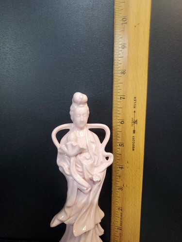 Vintage Asian Chinese Goddess Of Mercy, QUAN YIN PINK Porcelain Statue Figurine - Picture 7 of 7