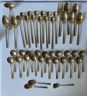 Dirilyte Empress Flatware Gold Dinnerware 163 Piece Vintage Dinner For 20