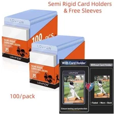 100/200/500/1000CT Semi Rigid Card Holders + Free Sleeves For 35pt Trading Cards