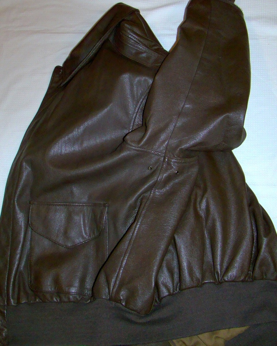 vtg COOPER Type A-2 Leather Bomber Flight Jacket Brown