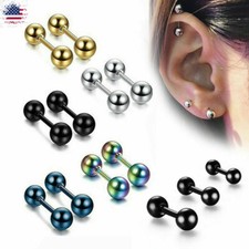 Women Men Stainless Steel Stud Earrings Round Ball Screw Back Ear Piercing Gifts
