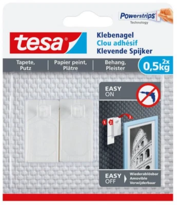 Tesa, Klebenagel für Tapete & Putz, 2 x 0,5 kg Set mit 2 St