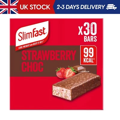 SlimFast Snack Bar, Low Calorie Snack, Strawberry Choc Flavour, 30 x 25 g Multip