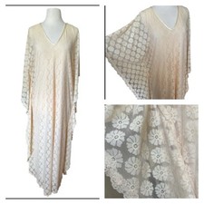 Vintage 60/70  s Cream Lace Kaftan Boho Hippie One Size S/M/L Caftan Wedding