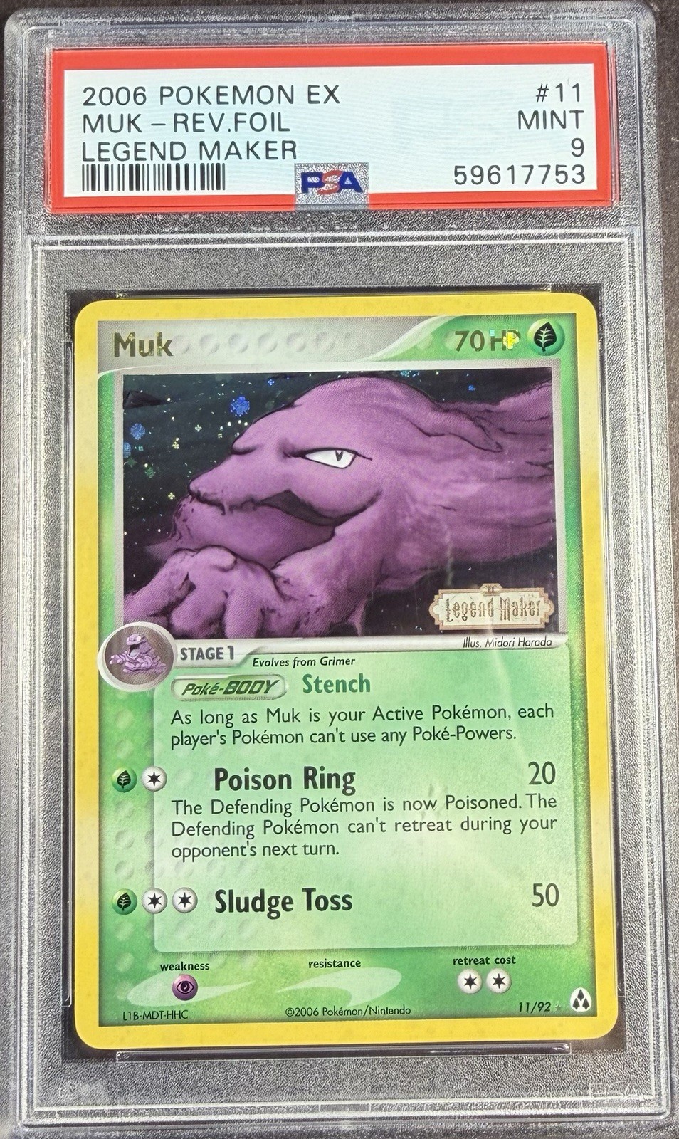 2006 Pokémon EX Legend Maker 11 Muk Reverse PSA 9 Mint