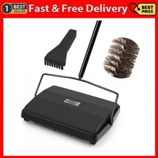 JEHONN Carpet Floor Sweeper with Adjustable Handle Non-Electric Manual Sweeping 