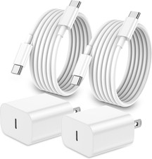 iPhone 17 16 15 Charger Fast Charging,2Pack 20W Apple iPad USB C Wall Charger Bl