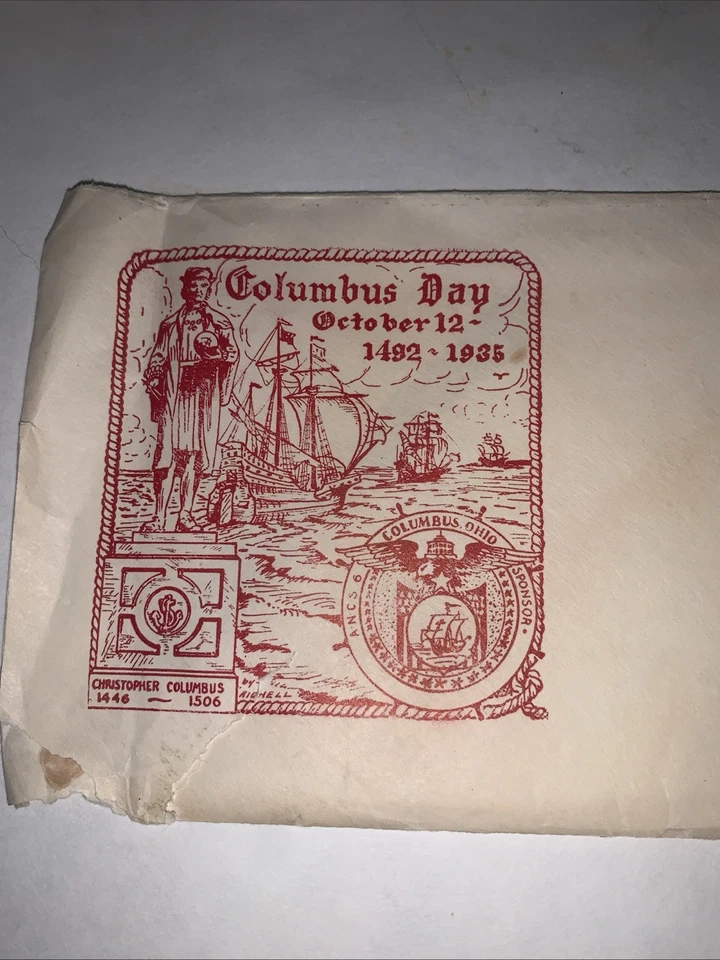 1935 FDC Columbus Day Cachet -Buy US Savings Cancel Stamp/ Oct 12 Columbus Ohio - Image 2 of 4