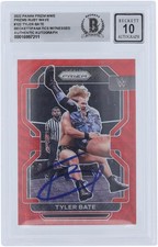 Tyler Bate WWE Signed 2022 Panini Prizm Ruby Wave #122 BAS Fanatics 10 Card