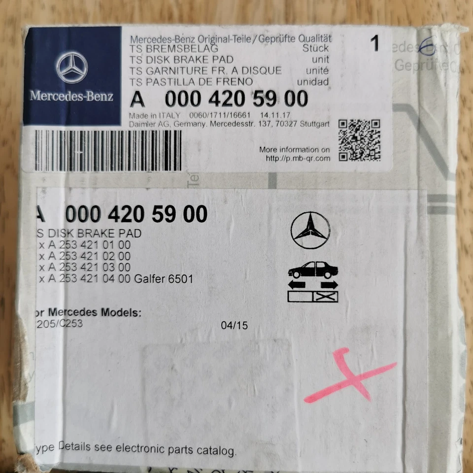 Original Mercedes-Benz Bremsbeläge Hinterachse C-Klasse W205 / GLC X253 C43 AMG - Bild 2 von 4