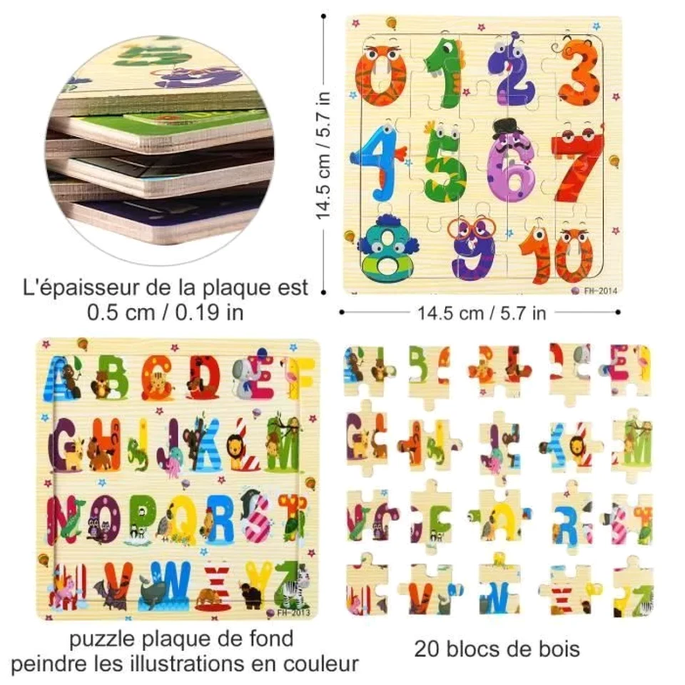 Stillcool 6 Rompecabezas Madera Animales 20 Piezas Educativas Niños 2 3 4 5... - Imagen 3 de 4