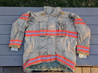 Firefighter Turnout Bunker Coat Jacket, size 46T + 1'' Arm, Brown