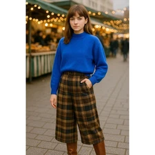 PERSUASION VTG 80s Sweater M Blue Angora Rabbit Hair Lambswool Padding Hong Kong